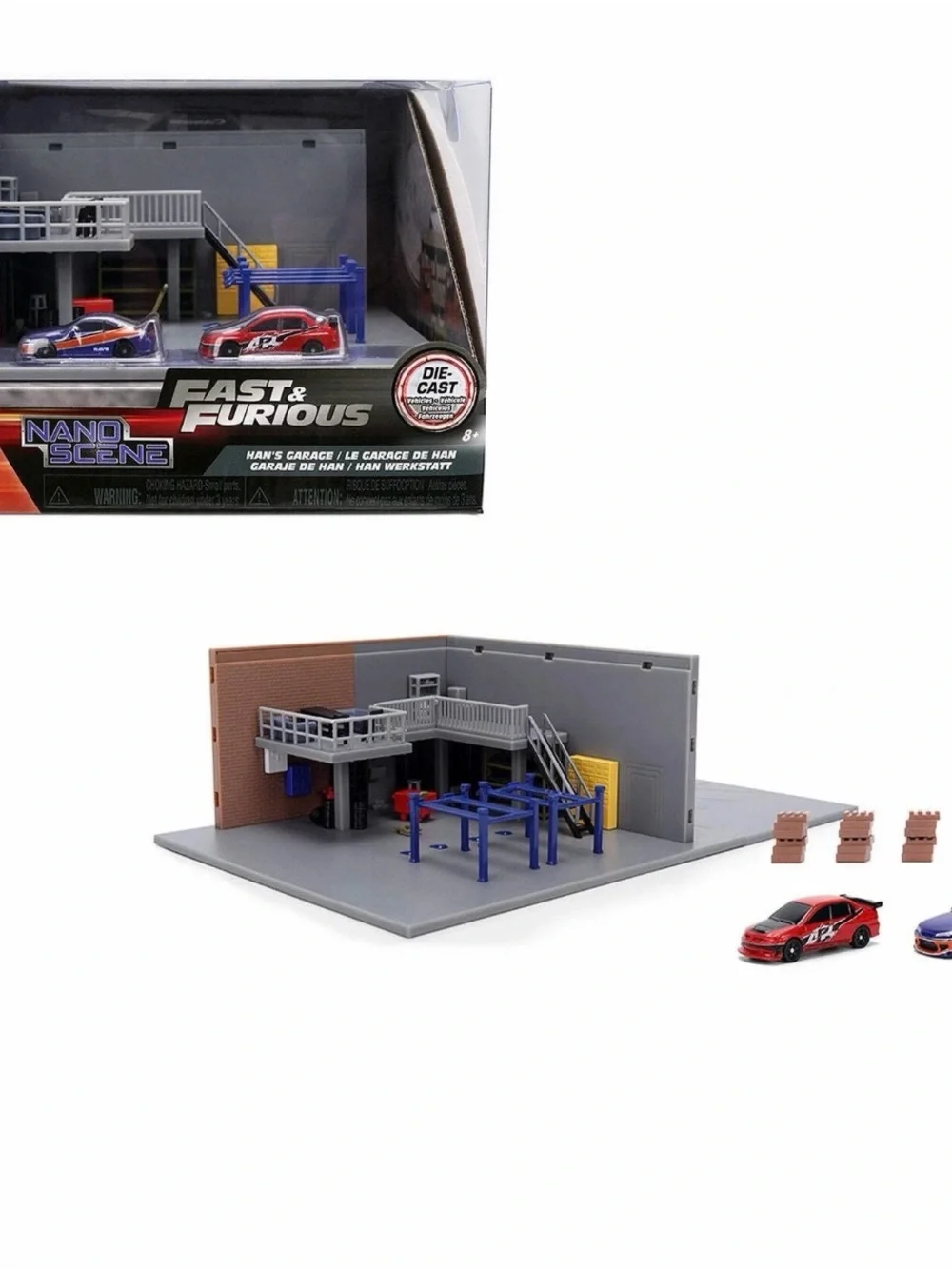 Fast & Furious Nano Scene - Han's Garage Playset (Gray/Red)